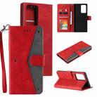 For Samsung Galaxy Note20 Ultra Stitching Calf Texture Horizontal Flip Leather Case with Holder & Card Slots & Wallet(Red) - 1