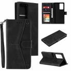 For Samsung Galaxy Note20 Ultra Stitching Calf Texture Horizontal Flip Leather Case with Holder & Card Slots & Wallet(Black) - 1