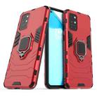 For OnePlus 9R Shockproof PC + TPU Protective Case with Magnetic Ring Holder(Red) - 1