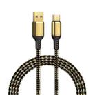 WiWU GD-101 2.4A USB to USB-C / Type-C Zinc Alloy + Nylon Braided Data Cable, Cable Length:3m(Gold) - 1