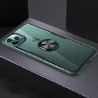 For iPhone 11 Pro Shockproof Transparent TPU + Acrylic Protective Case with Ring Holder(Dark Green) - 1