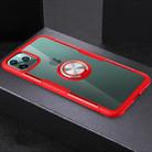 For iPhone 11 Pro Max Shockproof Transparent TPU + Acrylic Protective Case with Ring Holder(Red) - 1