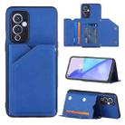 For OnePlus 9 Skin Feel PU + TPU + PC Back Cover Shockproof Case with Card Slots & Holder & Photo Frame(Blue) - 1