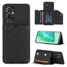 For OnePlus 9 Pro Skin Feel PU + TPU + PC Back Cover Shockproof Case with Card Slots & Holder & Photo Frame(Black) - 1