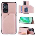 For OnePlus 9 Pro Skin Feel PU + TPU + PC Back Cover Shockproof Case with Card Slots & Holder & Photo Frame(Rose Gold) - 1