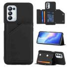 For OPPO A93 5G Skin Feel PU + TPU + PC Back Cover Shockproof Case with Card Slots & Holder & Photo Frame(Black) - 1