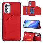 For OPPO A93 5G Skin Feel PU + TPU + PC Back Cover Shockproof Case with Card Slots & Holder & Photo Frame(Red) - 1