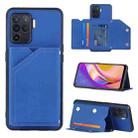 For OPPO A94 Skin Feel PU + TPU + PC Back Cover Shockproof Case with Card Slots & Holder & Photo Frame(Blue) - 1
