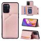 For OPPO A94 Skin Feel PU + TPU + PC Back Cover Shockproof Case with Card Slots & Holder & Photo Frame(Rose Gold) - 1