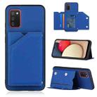 For Samsung Galaxy A02s (US Version) Skin Feel PU + TPU + PC Back Cover Shockproof Case with Card Slots & Holder & Photo Frame(Blue) - 1