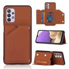 For Samsung Galaxy A32 5G Skin Feel PU + TPU + PC Back Cover Shockproof Case with Card Slots & Holder & Photo Frame(Brown) - 1