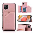 For Samsung Galaxy A42 5G Skin Feel PU + TPU + PC Back Cover Shockproof Case with Card Slots & Holder & Photo Frame(Rose Gold) - 1