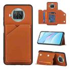 For Xiaomi Mi 10T Lite 5G Skin Feel PU + TPU + PC Back Cover Shockproof Case with Card Slots & Holder & Photo Frame(Brown) - 1