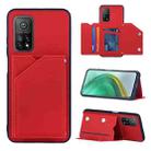 For Xiaomi Mi 10T 5G / 10T Pro 5G Skin Feel PU + TPU + PC Back Cover Shockproof Case with Card Slots & Holder & Photo Frame(Red) - 1