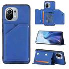 For Xiaomi Mi 11 Skin Feel PU + TPU + PC Back Cover Shockproof Case with Card Slots & Holder & Photo Frame(Blue) - 1