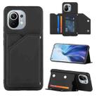 For Xiaomi Mi 11 Skin Feel PU + TPU + PC Back Cover Shockproof Case with Card Slots & Holder & Photo Frame(Black) - 1