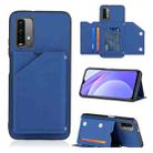 For Xiaomi Poco M3 / Redmi Note 9 4G Skin Feel PU + TPU + PC Back Cover Shockproof Case with Card Slots & Holder & Photo Frame(Blue) - 1