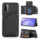 For Xiaomi Poco M3 / Redmi Note 9 4G Skin Feel PU + TPU + PC Back Cover Shockproof Case with Card Slots & Holder & Photo Frame(Black) - 1