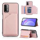 For Xiaomi Poco M3 / Redmi Note 9 4G Skin Feel PU + TPU + PC Back Cover Shockproof Case with Card Slots & Holder & Photo Frame(Rose Gold) - 1