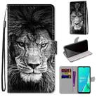 For OPPO A9 (2020) / A5 (2020) / A11X / A11 Coloured Drawing Cross Texture Horizontal Flip PU Leather Case with Holder & Card Slots & Wallet & Lanyard(Black White Lion Head) - 1