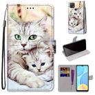 For OPPO A15 / A15s Coloured Drawing Cross Texture Horizontal Flip PU Leather Case with Holder & Card Slots & Wallet & Lanyard(Big Cat Holding Kitten) - 1