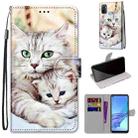 For OPPO A53 4G(2020) / A53s / A32 / A33 (2020) Coloured Drawing Cross Texture Horizontal Flip PU Leather Case with Holder & Card Slots & Wallet & Lanyard(Big Cat Holding Kitten) - 1