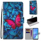 For OPPO A53 4G(2020) / A53s / A32 / A33 (2020) Coloured Drawing Cross Texture Horizontal Flip PU Leather Case with Holder & Card Slots & Wallet & Lanyard(Blue Red Butterfly) - 1