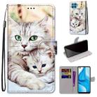 For OPPO F17 Pro / A93 4G / Reno4 Lite / Reno4 F Coloured Drawing Cross Texture Horizontal Flip PU Leather Case with Holder & Card Slots & Wallet & Lanyard(Big Cat Holding Kitten) - 1