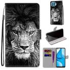 For OPPO F17 Pro / A93 4G / Reno4 Lite / Reno4 F Coloured Drawing Cross Texture Horizontal Flip PU Leather Case with Holder & Card Slots & Wallet & Lanyard(Black White Lion Head) - 1