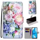 For OPPO F17 Pro / A93 4G / Reno4 Lite / Reno4 F Coloured Drawing Cross Texture Horizontal Flip PU Leather Case with Holder & Card Slots & Wallet & Lanyard(Light Pink Bouquet) - 1