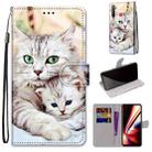 For OPPO Realme 5 / 5s / 5i / C3 / C3i / 6i / Narzo10 / 10A / 20A Coloured Drawing Cross Texture Horizontal Flip PU Leather Case with Holder & Card Slots & Wallet & Lanyard(Big Cat Holding Kitten) - 1