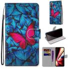 For OPPO Realme 5 / 5s / 5i / C3 / C3i / 6i / Narzo10 / 10A / 20A Coloured Drawing Cross Texture Horizontal Flip PU Leather Case with Holder & Card Slots & Wallet & Lanyard(Blue Red Butterfly) - 1