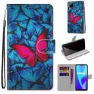 For OPPO Realme C15 / C12 / C25 / 7i (Global) / Narzo 20 / 30A Coloured Drawing Cross Texture Horizontal Flip PU Leather Case with Holder & Card Slots & Wallet & Lanyard(Blue Red Butterfly) - 1