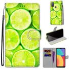 For Alcatel 3L 2021 Coloured Drawing Cross Texture Horizontal Flip PU Leather Case with Holder & Card Slots & Wallet & Lanyard(Green Lemon) - 1