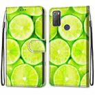 For Alcatel 3L 2021 Coloured Drawing Cross Texture Horizontal Flip PU Leather Case with Holder & Card Slots & Wallet & Lanyard(Green Lemon) - 2