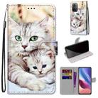 For Xiaomi Redmi K40 / K40 Pro / K40 Pro+ Coloured Drawing Cross Texture Horizontal Flip PU Leather Case with Holder & Card Slots & Wallet & Lanyard(Big Cat Holding Kitten) - 1