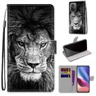 For Xiaomi Redmi K40 / K40 Pro / K40 Pro+ Coloured Drawing Cross Texture Horizontal Flip PU Leather Case with Holder & Card Slots & Wallet & Lanyard(Black White Lion Head) - 1