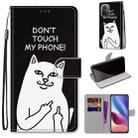 For Xiaomi Redmi K40 / K40 Pro / K40 Pro+ Coloured Drawing Cross Texture Horizontal Flip PU Leather Case with Holder & Card Slots & Wallet & Lanyard(Middle Finger White Cat) - 1