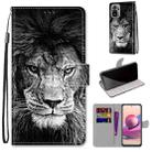 For Xiaomi Redmi Note 10 4G / Note 10S Coloured Drawing Cross Texture Horizontal Flip PU Leather Case with Holder & Card Slots & Wallet & Lanyard(Black White Lion Head) - 1