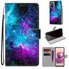 For Xiaomi Redmi Note 10 4G / Note 10S Coloured Drawing Cross Texture Horizontal Flip PU Leather Case with Holder & Card Slots & Wallet & Lanyard(Purple Green Starry Sky) - 1