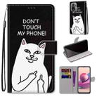 For Xiaomi Redmi Note 10 4G / Note 10S Coloured Drawing Cross Texture Horizontal Flip PU Leather Case with Holder & Card Slots & Wallet & Lanyard(Middle Finger White Cat) - 1