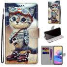 For Xiaomi Redmi Note 10 5G Coloured Drawing Cross Texture Horizontal Flip PU Leather Case with Holder & Card Slots & Wallet & Lanyard(Leather Shoes Cat) - 1