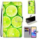 For Xiaomi Redmi Note 10 5G Coloured Drawing Cross Texture Horizontal Flip PU Leather Case with Holder & Card Slots & Wallet & Lanyard(Green Lemon) - 1