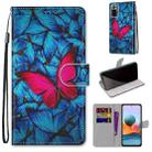 For Xiaomi Redmi Note 10 Pro Max / Note 10 Pro Coloured Drawing Cross Texture Horizontal Flip PU Leather Case with Holder & Card Slots & Wallet & Lanyard(Blue Red Butterfly) - 1