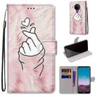 For Nokia 5.4 Coloured Drawing Cross Texture Horizontal Flip PU Leather Case with Holder & Card Slots & Wallet & Lanyard(Pink Hands Heart) - 1