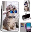 For Nokia 5.4 Coloured Drawing Cross Texture Horizontal Flip PU Leather Case with Holder & Card Slots & Wallet & Lanyard(Slant Hat Blue Mirror Cat) - 1