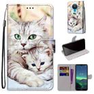 For Nokia 1.4 Coloured Drawing Cross Texture Horizontal Flip PU Leather Case with Holder & Card Slots & Wallet & Lanyard(Big Cat Holding Kitten) - 1