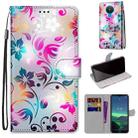 For Nokia 1.4 Coloured Drawing Cross Texture Horizontal Flip PU Leather Case with Holder & Card Slots & Wallet & Lanyard(Gradient Colorful Flower) - 1