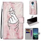 For Nokia 1.4 Coloured Drawing Cross Texture Horizontal Flip PU Leather Case with Holder & Card Slots & Wallet & Lanyard(Pink Hands Heart) - 1