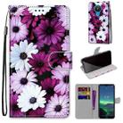 For Nokia 1.4 Coloured Drawing Cross Texture Horizontal Flip PU Leather Case with Holder & Card Slots & Wallet & Lanyard(Chrysanthemum Pink White Purple) - 1